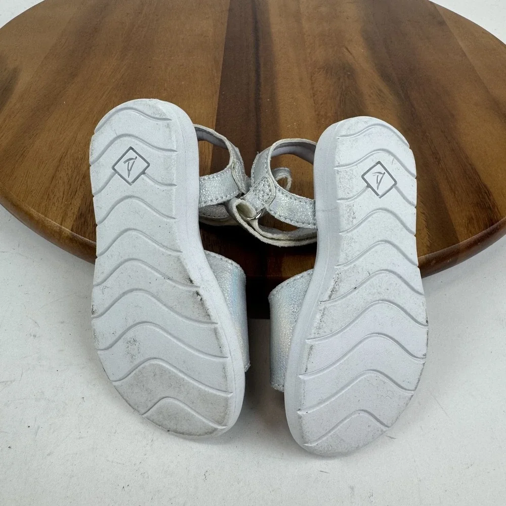Little Kids Sperry Galley Plushwave Silver Strappy‎ Ankle Strap Sandals Size 7 C